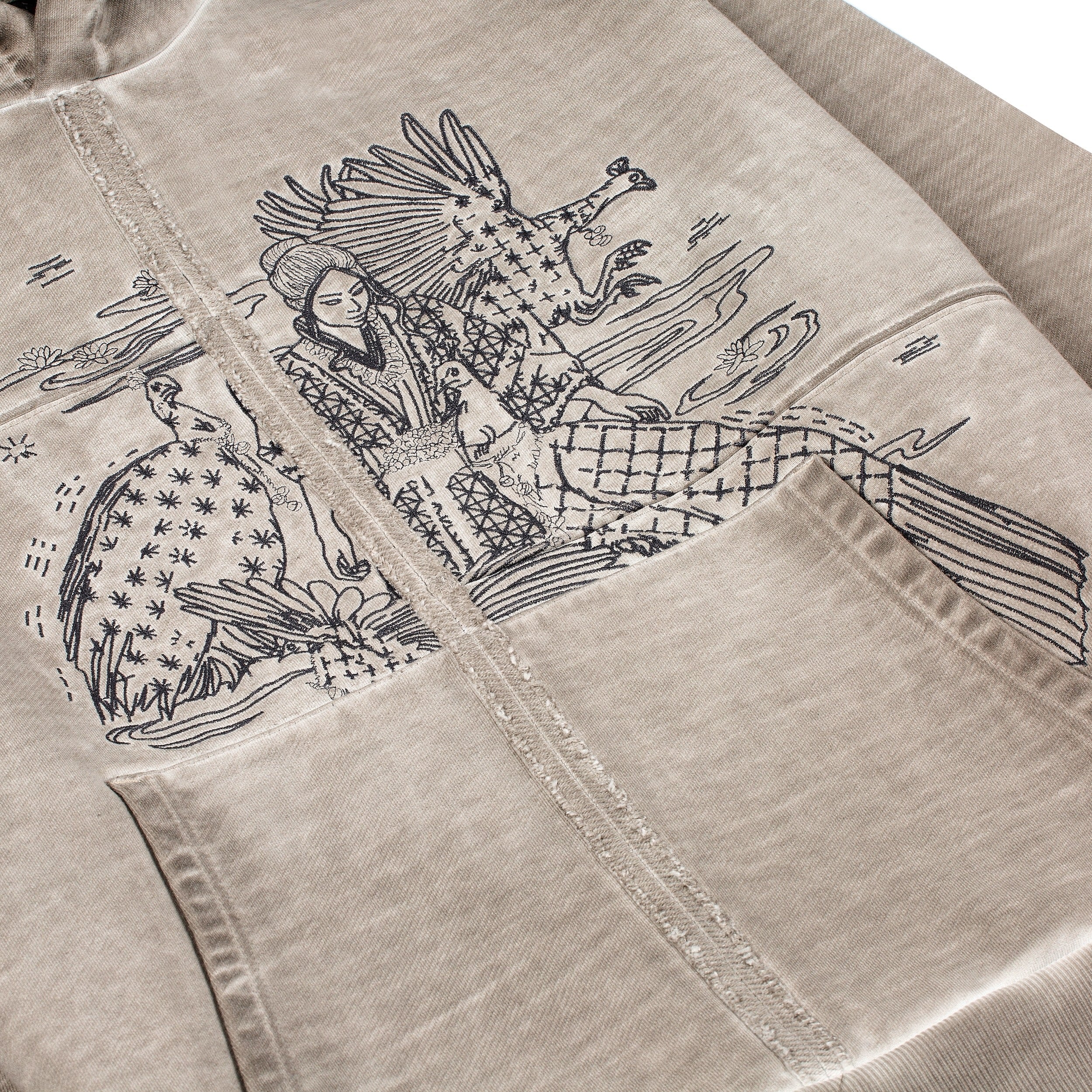 "sashiko v2" Hoodie light grey