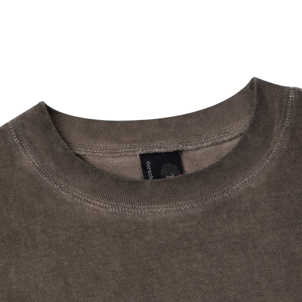 "lotus" T shirt oil washed brown