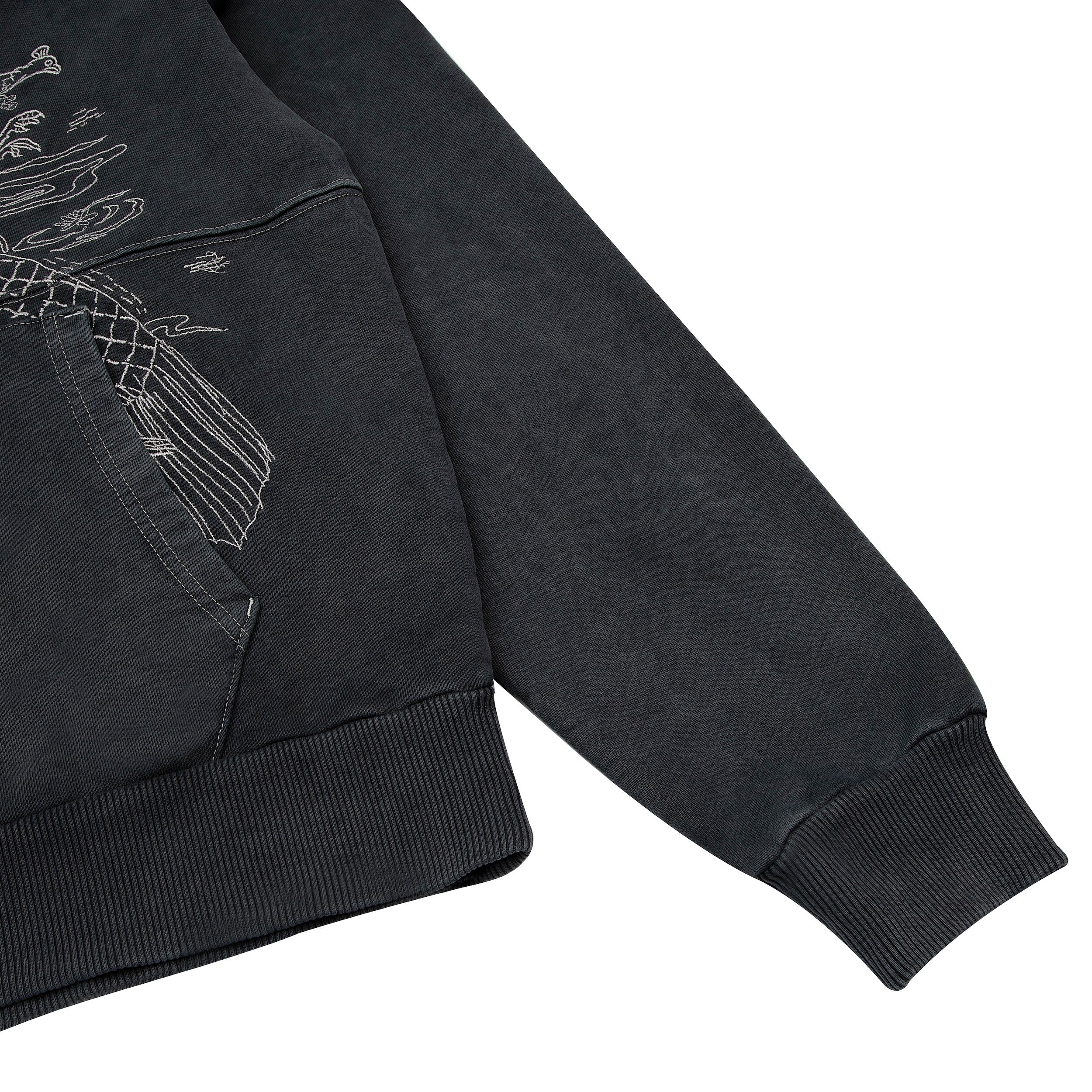 "sashiko" Hoodie anthracite