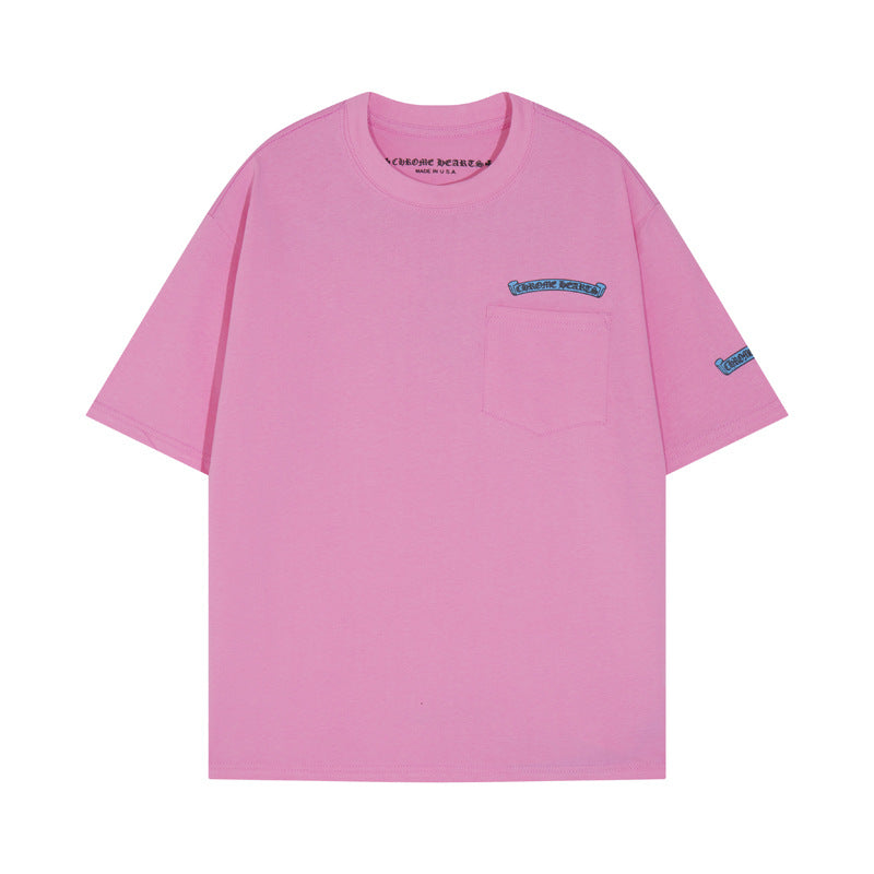 CHH Chrome Heart T Shirts Sanskrit cross print embroidery casual loose