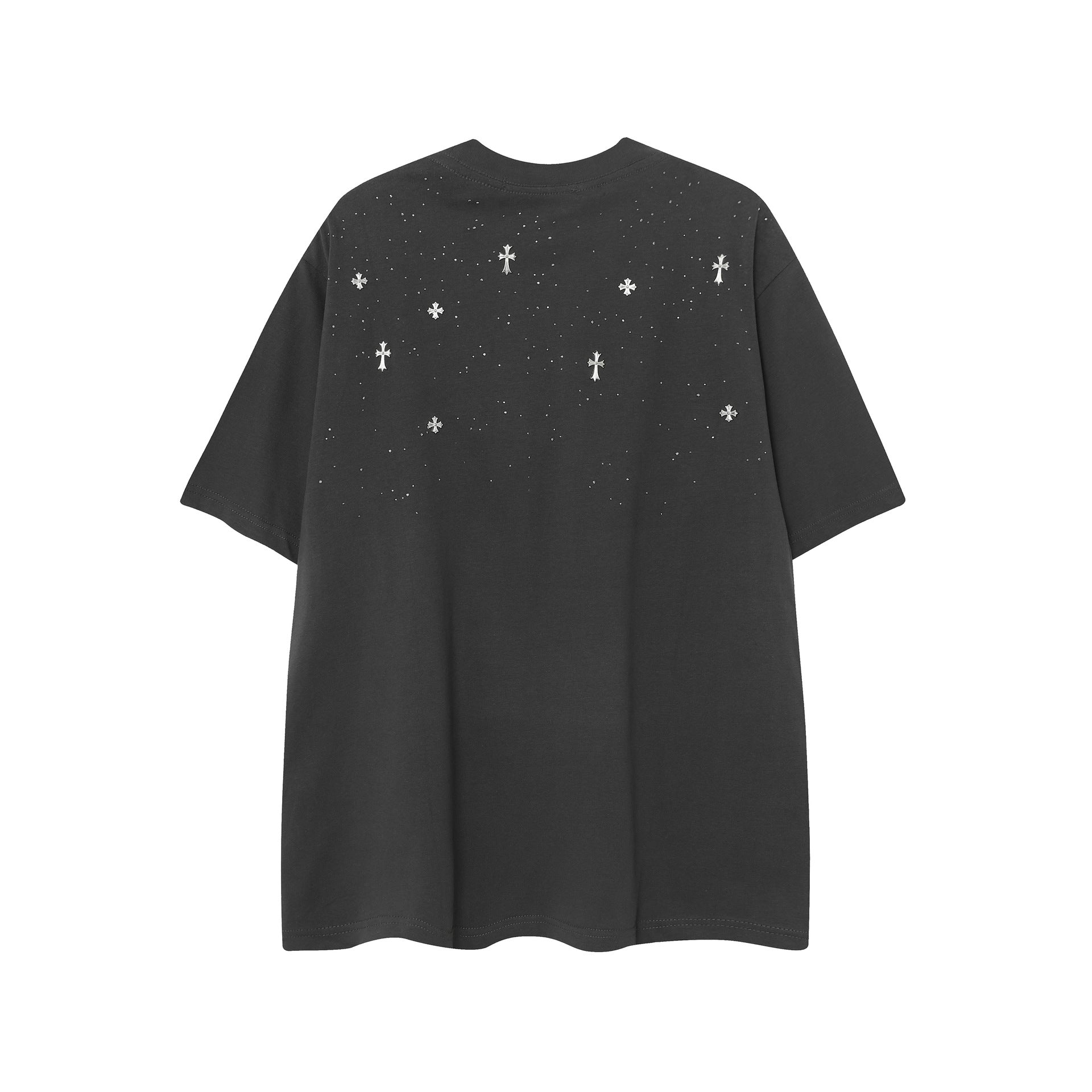 CHH Chrome Heart T Shirts CH Gypsy Hot Diamond Cross Crew Neck Short Sleeve T-Shirt