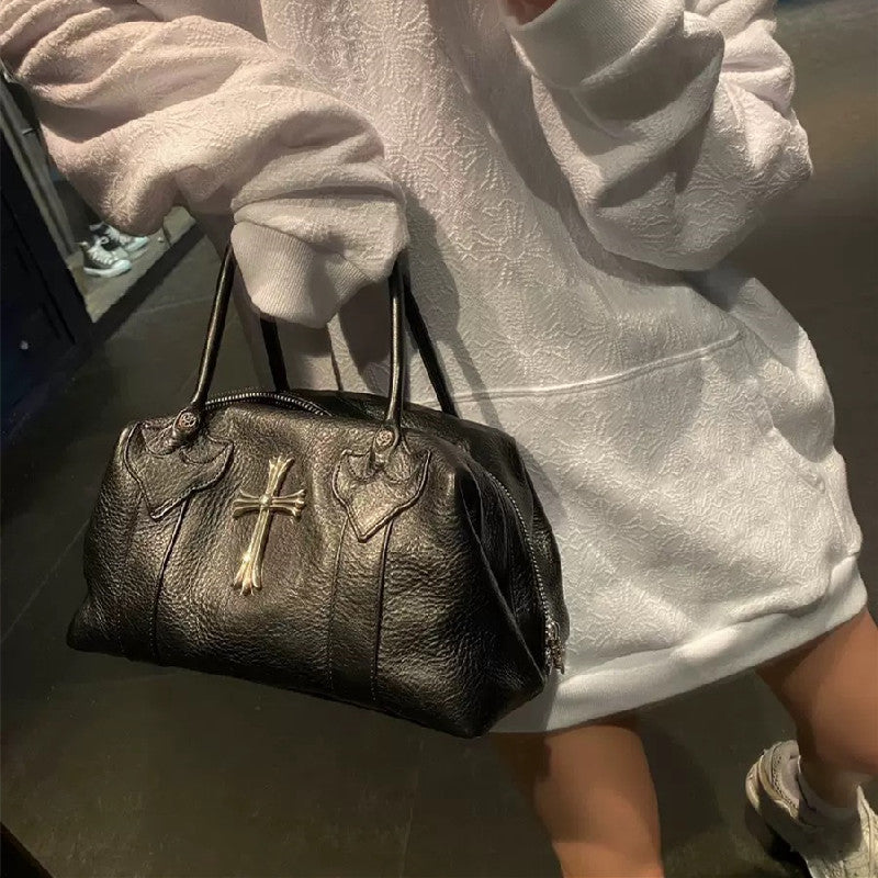 Chrome Heart Leather Bag Large Capacity Shoulder Bag