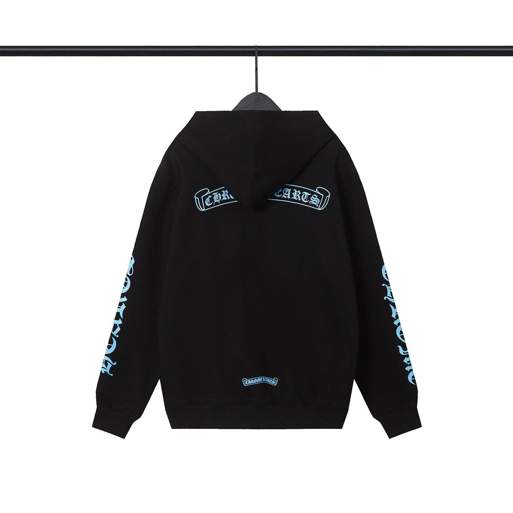 Chrome Heart HoodieCH Premium Lightning Blue Zipper Hooded Sweater Jacket Cardigan