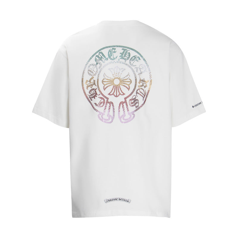 CHH Chrome Heart T Shirts Horseshoe Sanskrit Cross Color Hot Diamond Short Sleeve T-Shirt