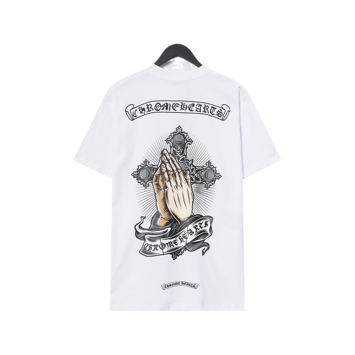 CHH Chrome Heart T Shirts Croix Hands Ribbon Cross