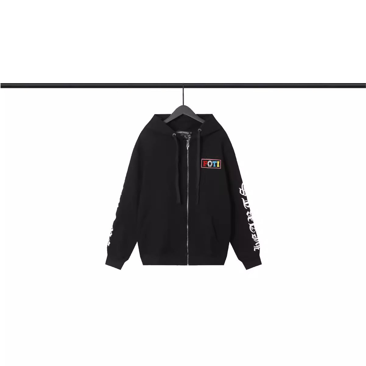 Chrome Heart Hoodie Crowe Cartoon Graffiti Zip Hoodie Jacket Hooded Sweater