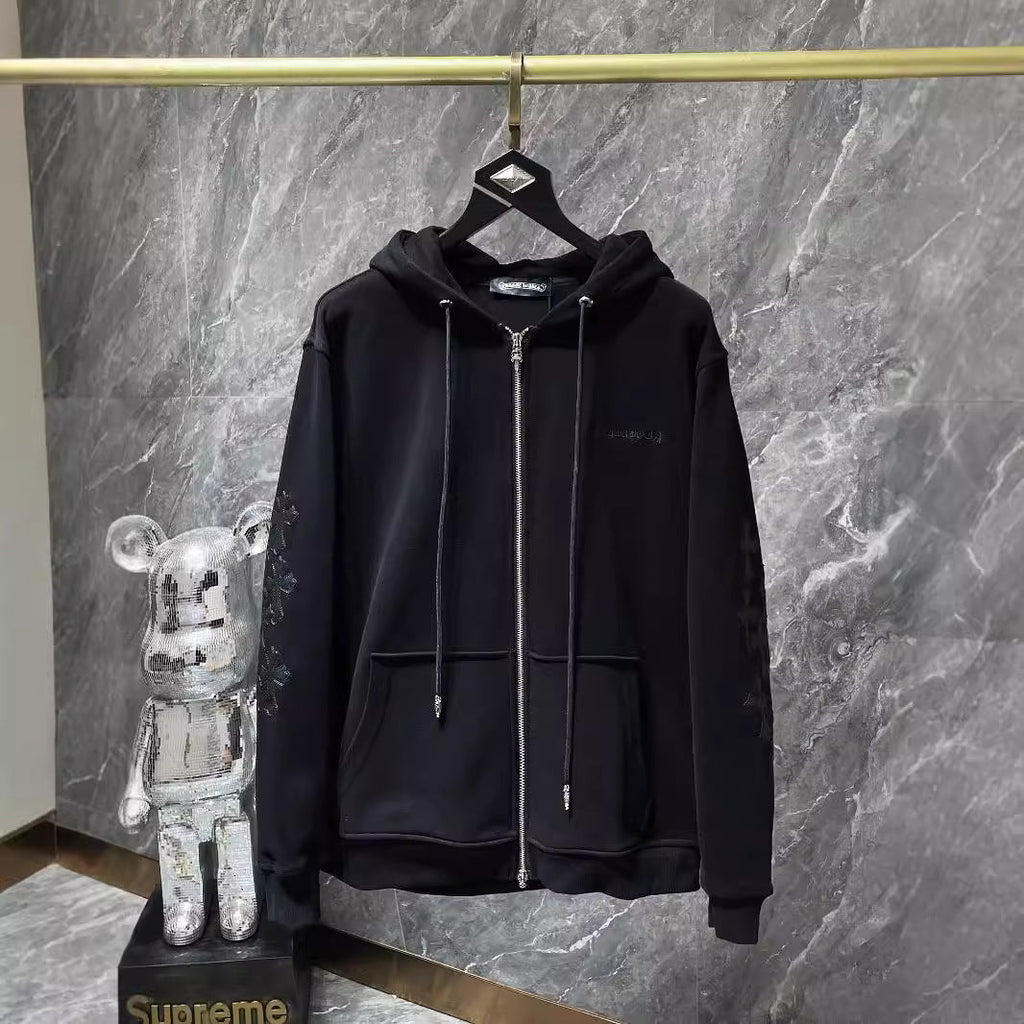 Chrome Heart Hoodie Crow CH Autumn and Winter Cross Embroidered Sweater Casual Loose