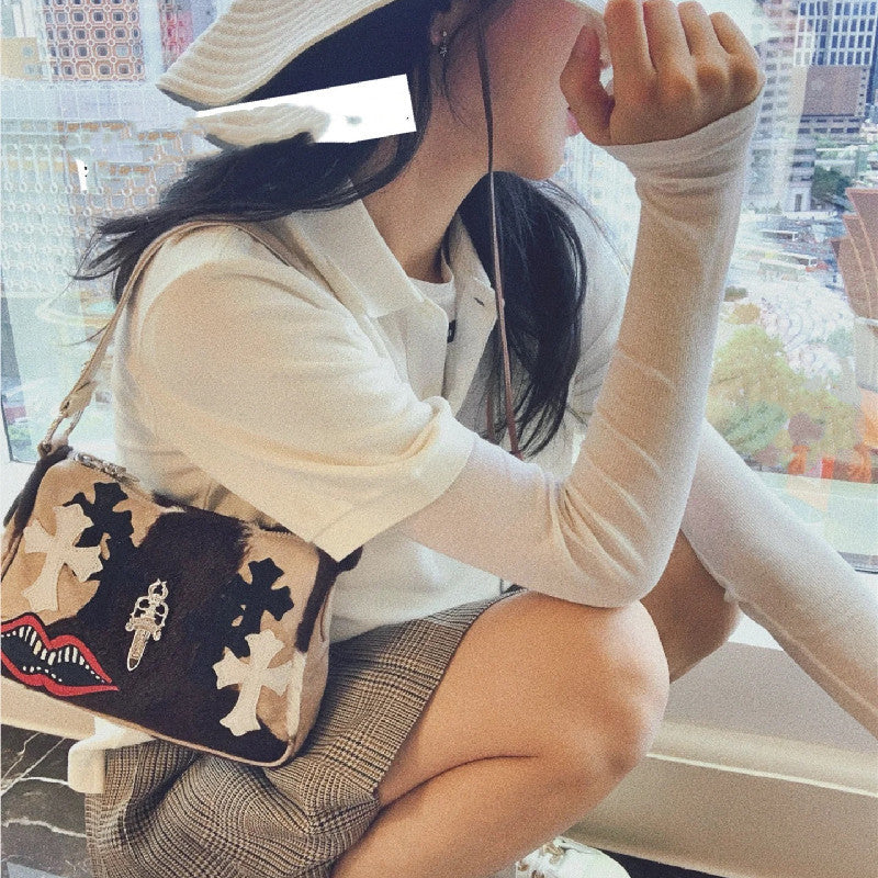 Chrome Heart Leather Bag Autumn/Winter Underarm Bag