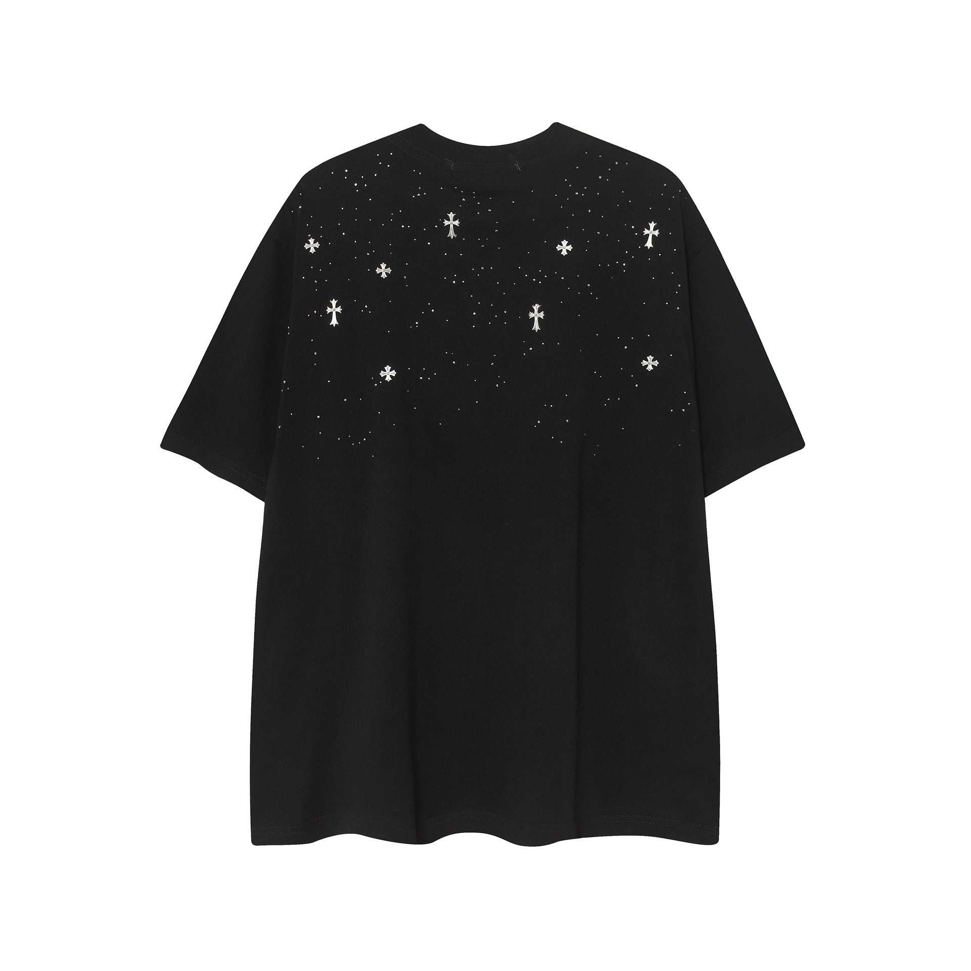 CHH Chrome Heart T Shirts CH Gypsy Hot Diamond Cross Crew Neck Short Sleeve T-Shirt