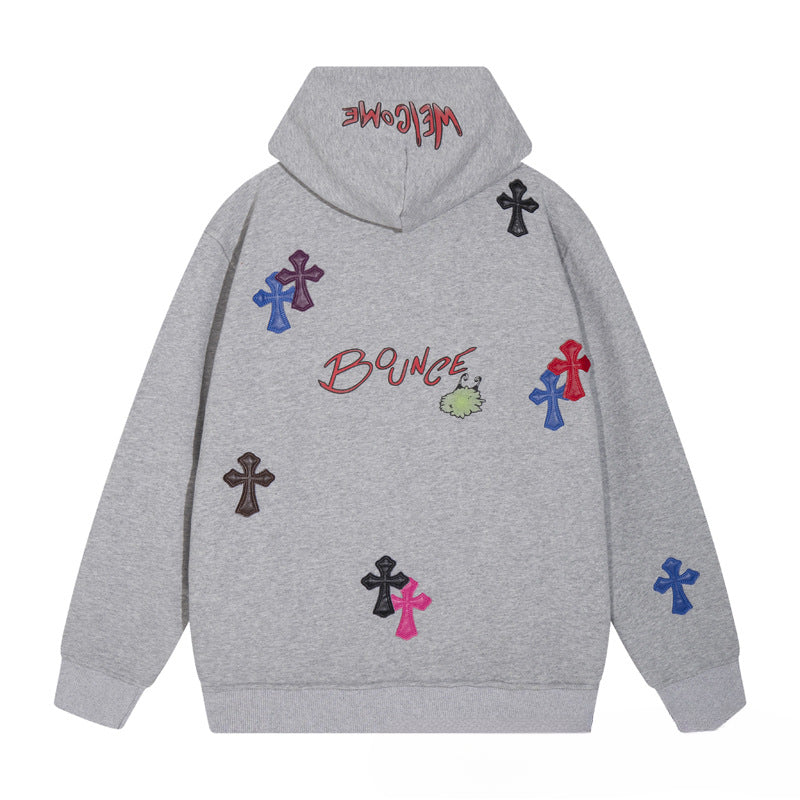 Chrome Heart Hoodie Chrome Hearts Colored Cross Leather Sanskrit Hooded Sweater